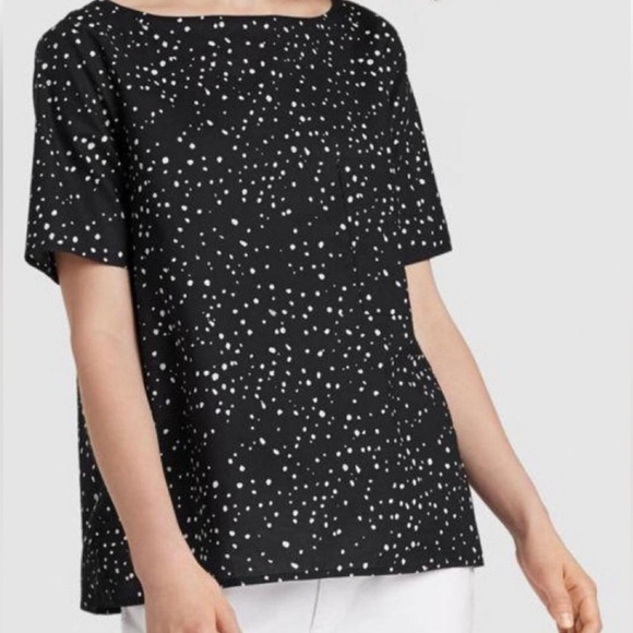EILEEN FISHER Constellation Organic Cotton Short Sleeve A Line Top Blouse - Picture 1 of 12